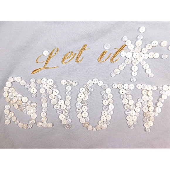 Pottery Barn “Let It Snow” Button Embellished Pillow Cover – Gray, 15x12 - Picture 3 of 8